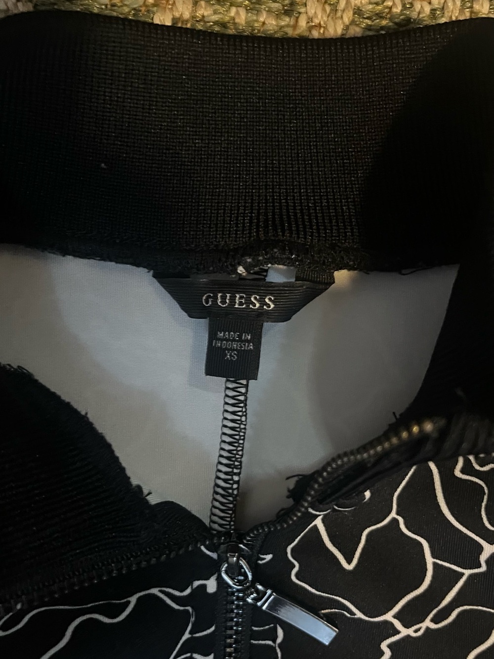 GUESS Black Jacket with White Abstract Line Print